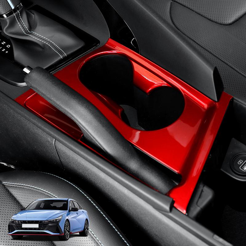 Для Hyundai Elantra CN7-N Line - Красная Центральная Консоль Автомобиля Держатель для Стакана Накладка Декоративная Стайлинг Салона