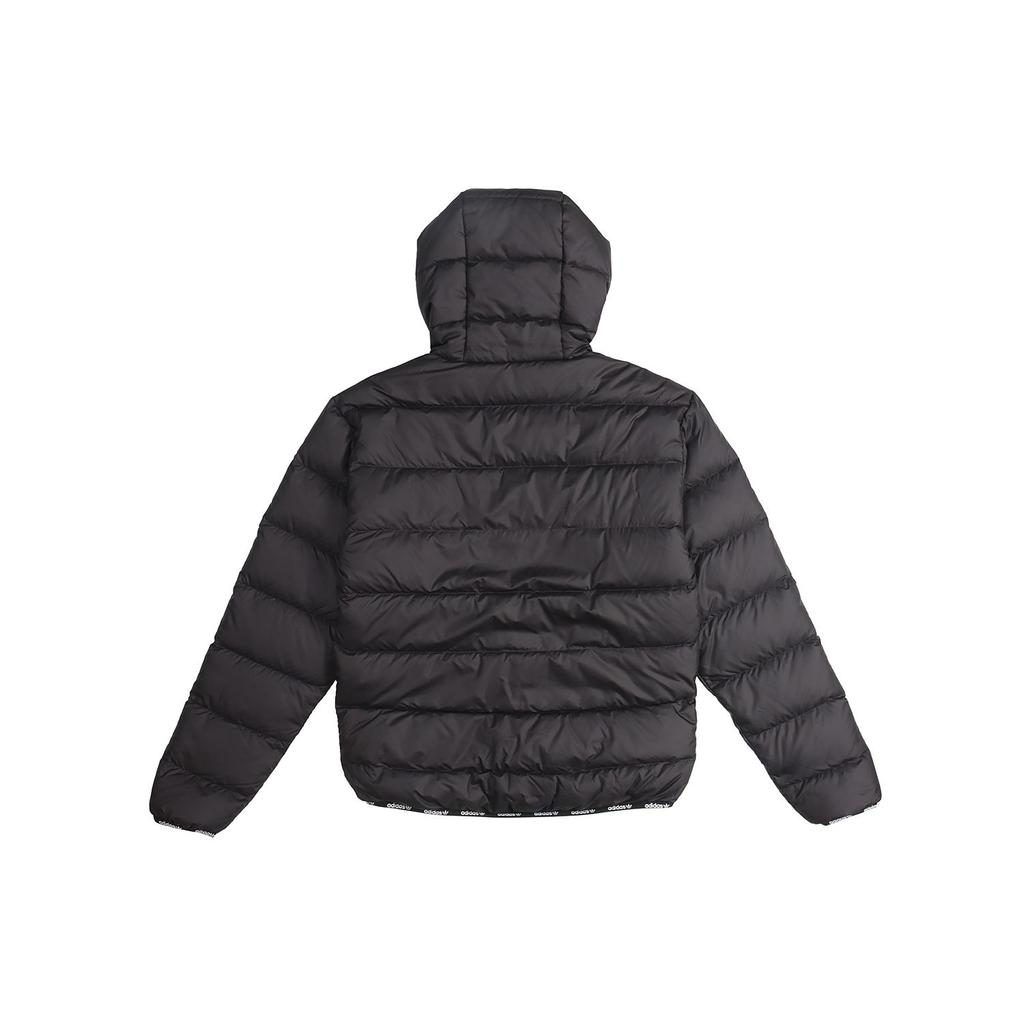 Adidas Оригинальный двусторонний пуховик на молнии с вышитым логотипом трилистника и капюшоном, мужская верхняя одежда, черный GE1282