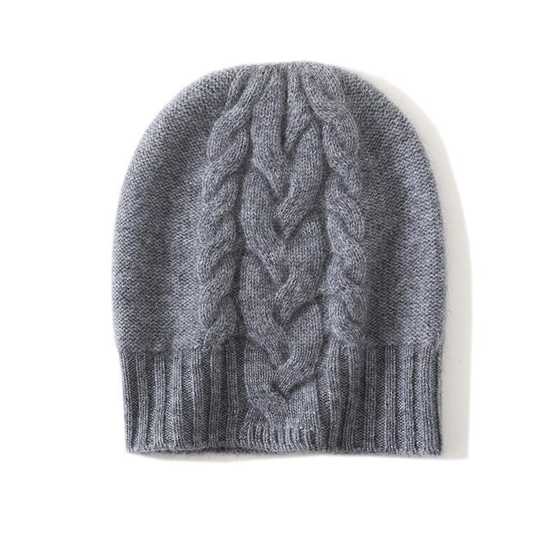 Кашемировая осенне-зимняя новая модель женская высококачественная однотонная с косами утолщенная теплая модная вязаная повседневная шапка