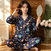 Santa Claus pajamas women's autumn new silk long-sleeved trousers festive red loungewear ice silk suit