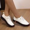 35-45,Soft-soled Shoes Women's Large Size Hand-stitched Lace-up Outside Casual Shoes, Ladies Imitation Leather Shoes