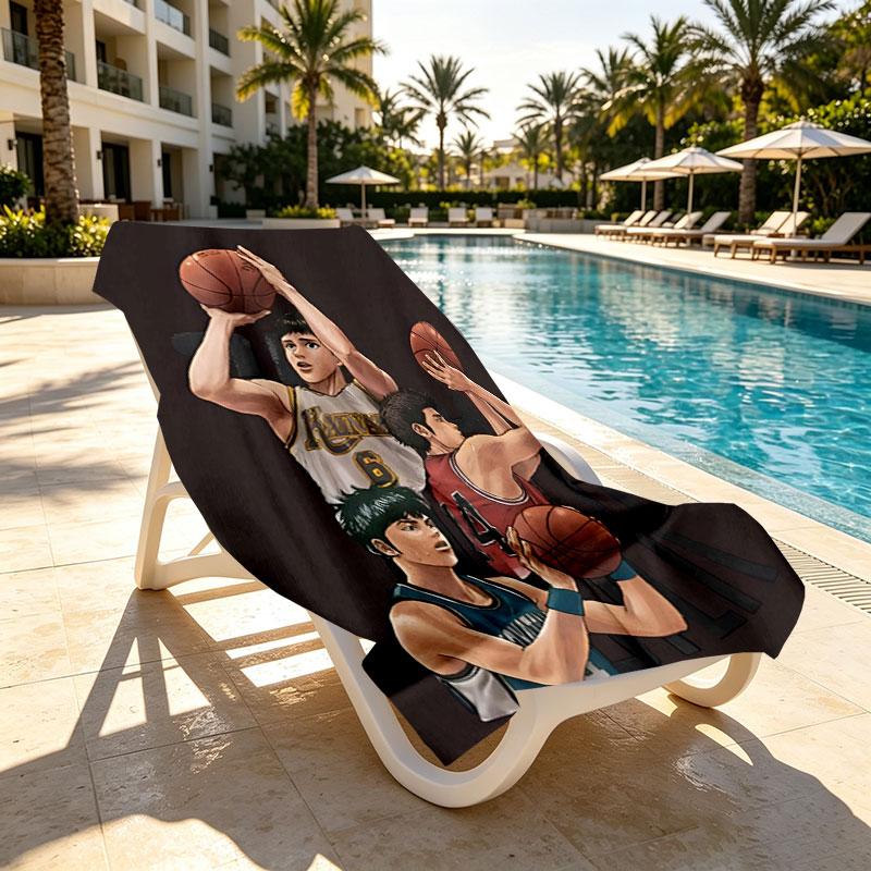 SLAM DUNK Print Beach Towel Design, Soft, Lightweight. for Home Bathroom, Spa, Pool, Yoga, Surfing, Camping, Gift for Family, Friend