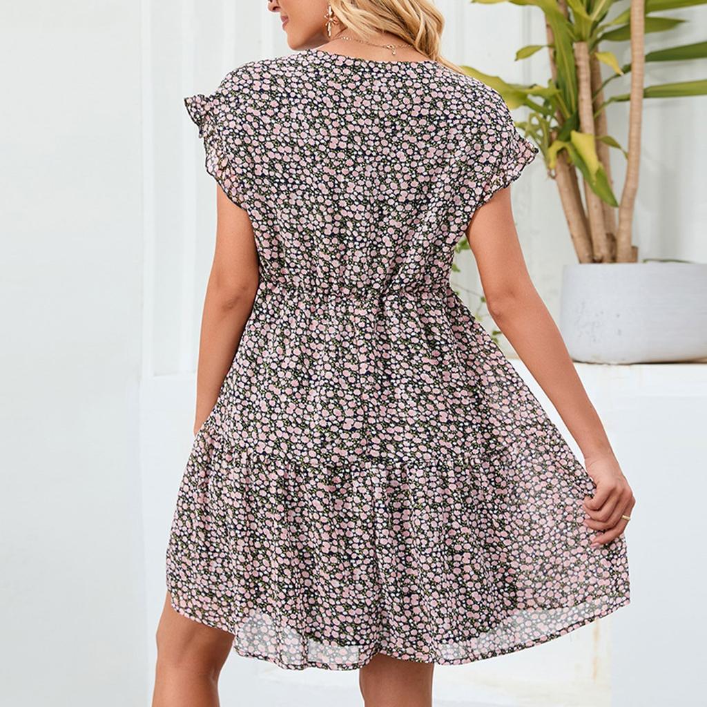 Женское модное повседневное платье с принтом, струящаяся свободная шифоновая юбка трапециевидной формы