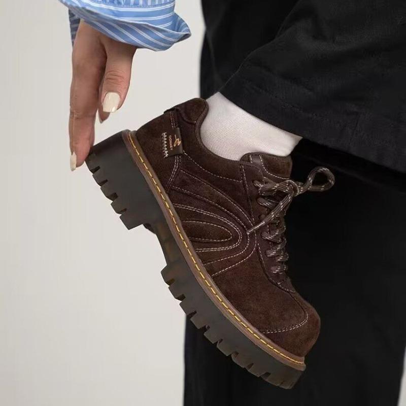 Универсальные туфли с большой головой, женские туфли на толстой подошве, увеличивающие рост, в стиле ретро, повседневная обувь