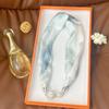 Silk Scarf Women's Spring, Autumn and Summer New Fashion Neck Protection Decoration Long Necklace Type Magnetic Buckle Scarf Small Scarf