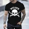Men's T-shirt Tee Shirt Welder Skull Print Shirts Clothing Black Oversized T-shirt Tees Mechanic Funny Design Men Tshirt Tops