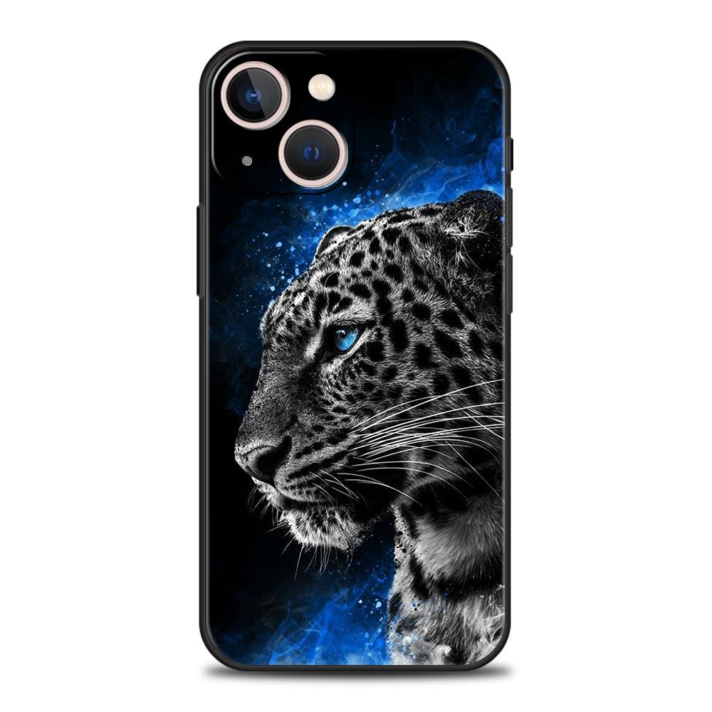Tiger Leopard Fashion Phone Case For iPhone 17 16 15 Pro Max 11 12 13 14 7 8 Plus SE 2020 X XR XS Cover Soft Black