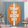 2pcs 2D Flat Printing Window Treatment Curtains Today Is A Good Day Polyester Without Electricity Party Decorations Perfect for