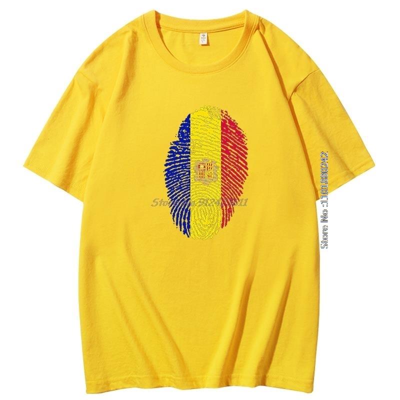 Summer T Shirt For Men Andorra Fingerprint Flag Breathable Printing Graphic T Shirts Cotton Short Sleeve Tshirt Mens Clothing