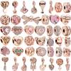 45 Types Rose Gold Color Dreamcatcher Flowers Tree Balloon Clip Beads Pendant Fit Original Fashion Charms Bracelets DIY Jewelry