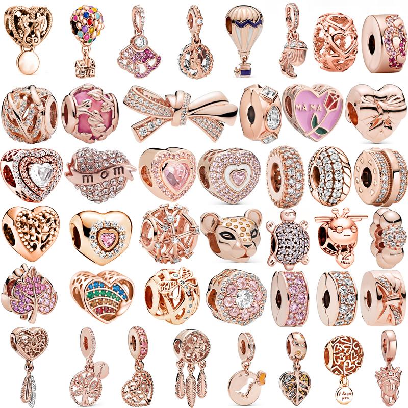 45 типов розового золота Цвет Ловец снов цветы дерево воздушный шар зажим бусины кулон подходят оригинальные модные подвески браслеты DIY ювелирные изделия