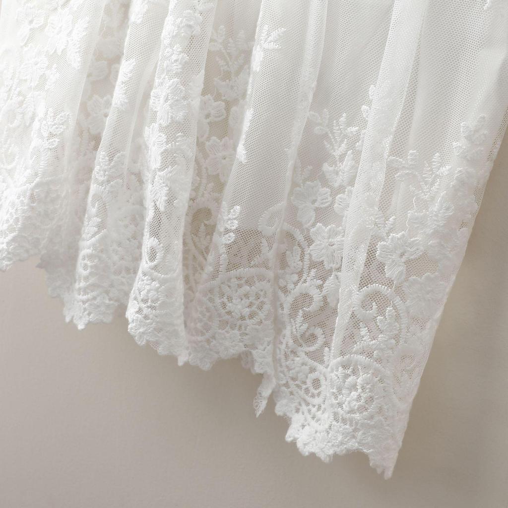 Свежий стиль Платье-жилет с высокой талией, облегающее, с кружевной вышивкой