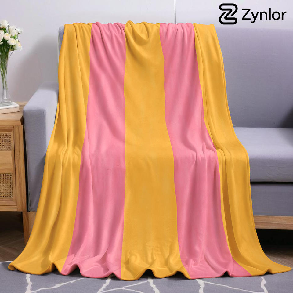 Orange Vertical Stripe Cartoon Anime Print Flannel Blanket Soft Warm Throw for Kids Bedroom Sofa Bed Christmas Office Car
