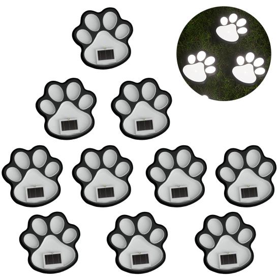 Solar Dog Paw Print Lawn Light, LED Garden Stake Light, Waterproof Outdoor Decorative Footpath Light for Yard Patio, Walkway Landscape Lighting