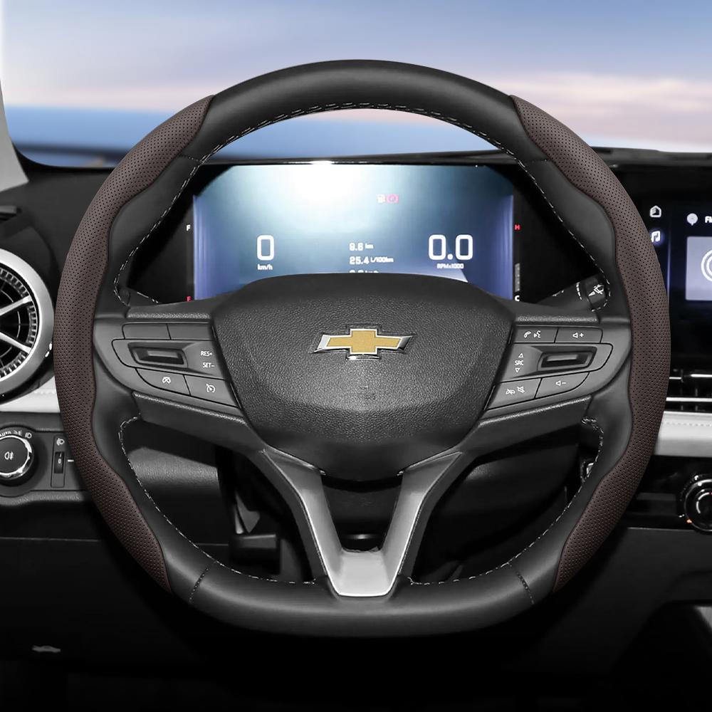 AABHN1 Suitable for Chevrolet Breathable Holes Leather Steering Wheel Cover Segmented Quick Release Design Non-Slip and Durable Cruze Spark Captiva