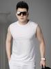 Ozhouzhan round Neck Vest Men's Summer Thin Sleeveless T-shirt Solid Blazer Top Men's Undershirt Waistcoat
