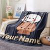 1PC Custom Name PeacHE Goma Patterned Flannel Blanket Suitable For All Seasons for Home Decor Warmth and Comfort Gifts Holiday Present -HE169