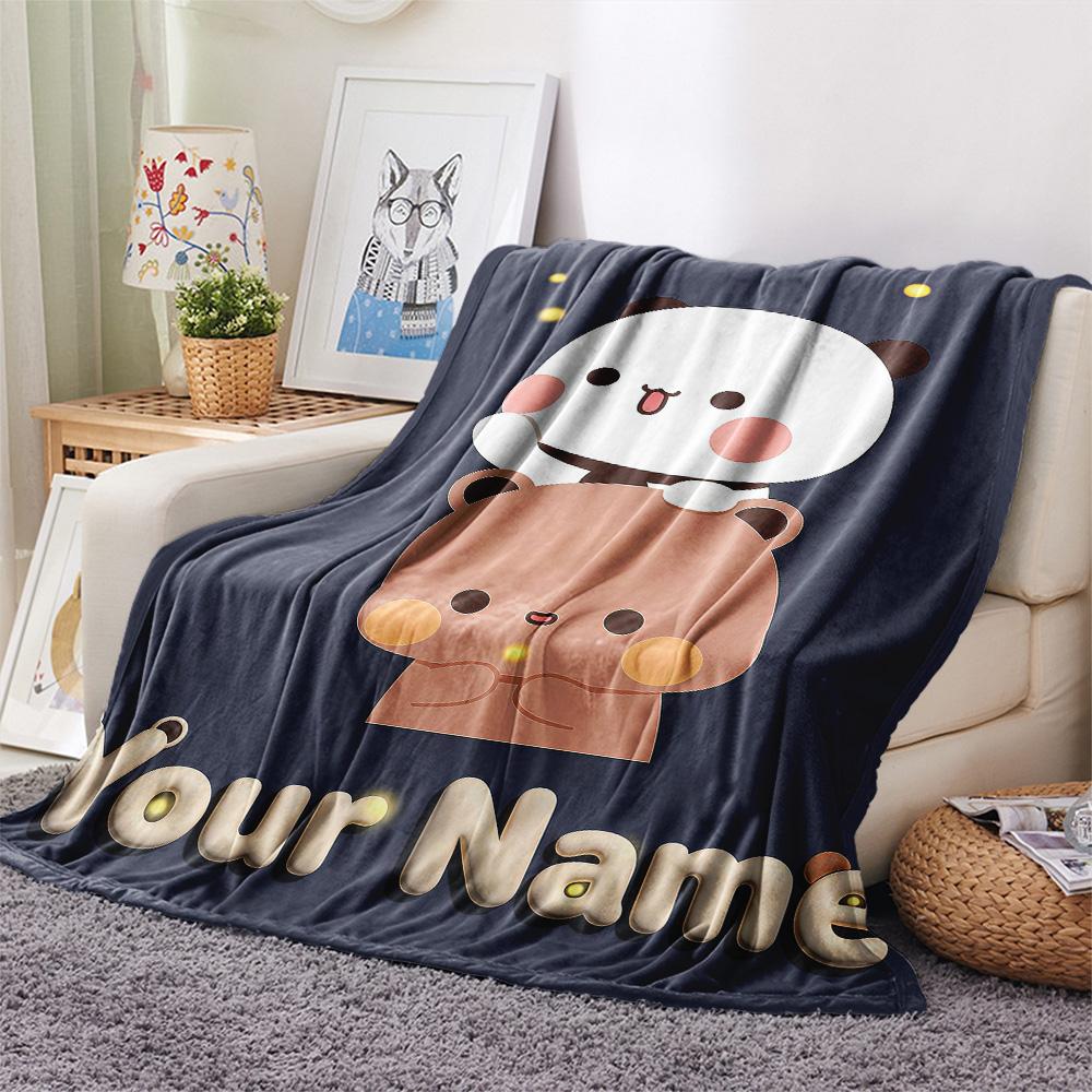 1PC Custom Name PeacHE Goma Patterned Flannel Blanket Suitable For All Seasons for Home Decor Warmth and Comfort Gifts Holiday Present -HE169