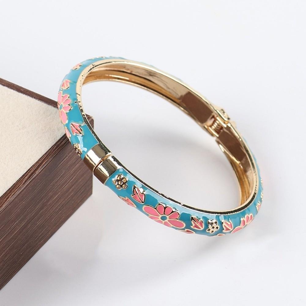Colorful Vintage Cloisonne Bangle Traditional Women's Hand Bracelet Flower Bangle  Jewelry Gifts