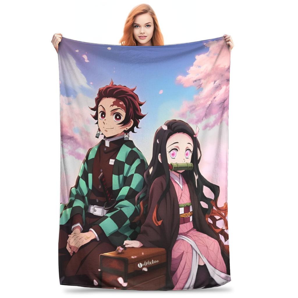 Супермягкий плед-накидка Slayers Kimetsu Yaiba Manga Премиальный флис Легкое одеяло для кровати Уютные плюшевые одеяла Для всесезонного использования