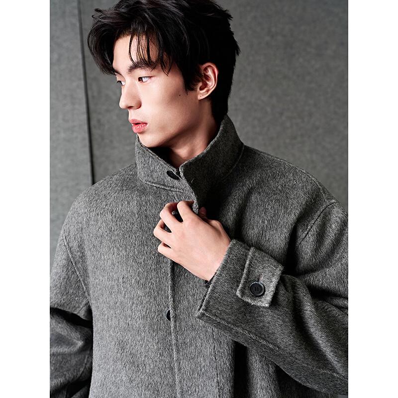 Классическое мужское длинное пальто GXG из альпаки, шерсти и шелка, со стойкой