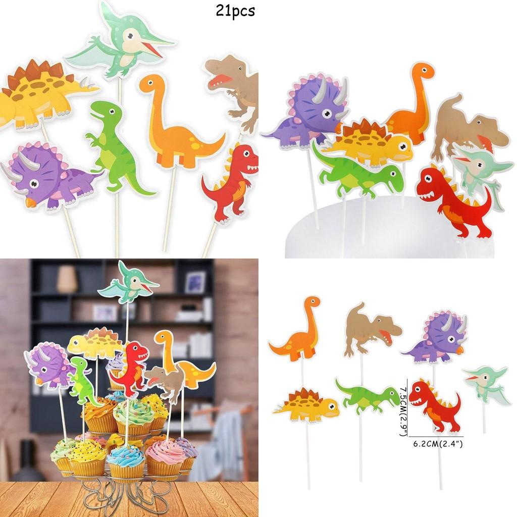 Themed Cake Dinosaur Accessory Paper Flag Plugin Set Birthday Party Decoration