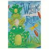 1pc Friendly Frog Welcome Garden Flag - , Vibrant Blue & Green Cartoon Frog Design with "Welcome Friends" Text, Ideal for Spring Yard, Home & Outdoor