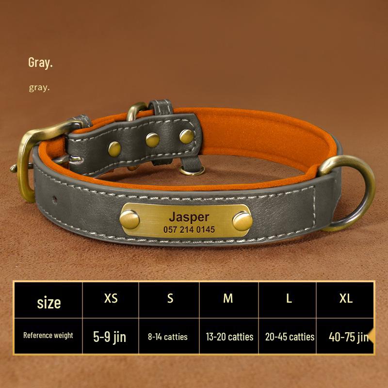Laser-Engraved Leather Dog Collar with ID Tag for Small & Medium Dogs - Anti-Lost Pet Neck Band