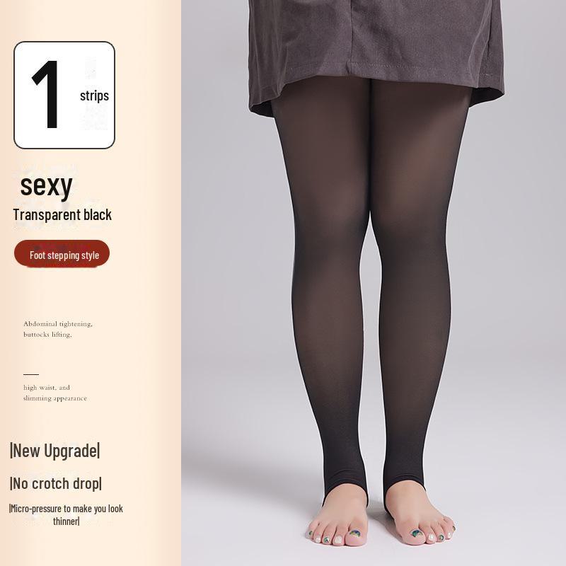 Черные прозрачные леггинсы больших размеров - грузоподъемность 200 фунтов, женские колготки весна/осень/зима