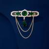 High-End Retro Emerald Fringed Brooch Femininity Court Style Personalized Brooch Light Luxury Niche Design Pin