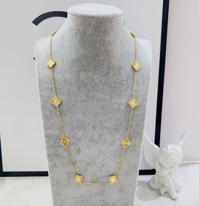 Титановая сталь, золото, 10 цветов клевера, двустороннее ожерелье для женщин, цепочка на ключицу, свитер, цепочка, ювелирные изделия