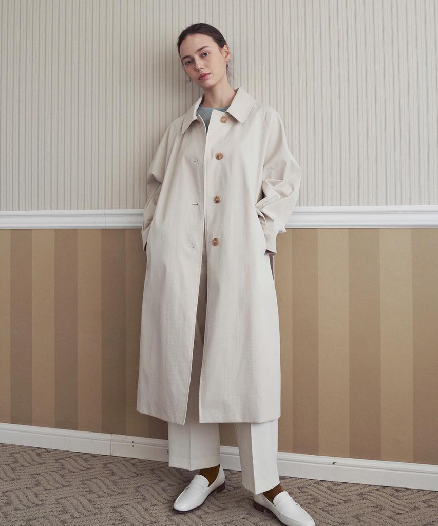 Loeil Classic Oversized Trench Coat - Cream
