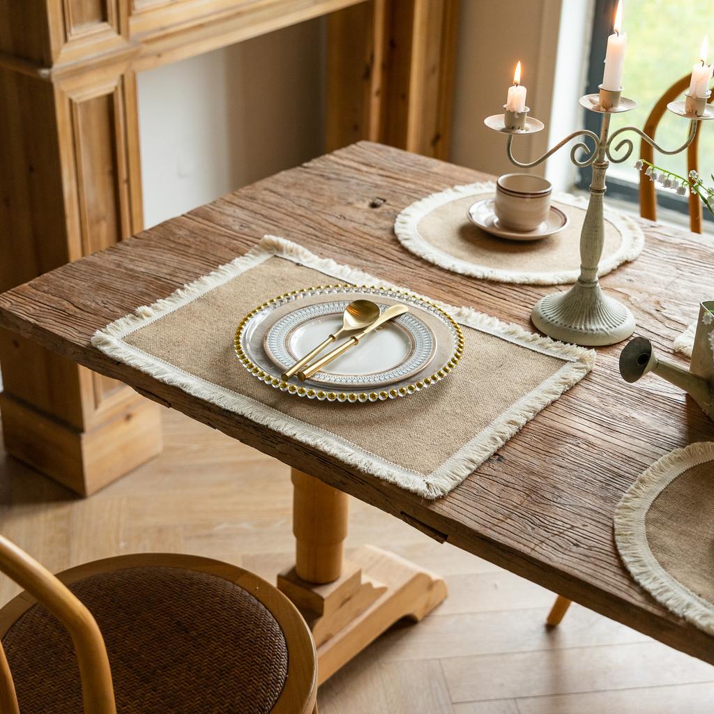 Японская западная еда мат корейский джут уличная вечеринка американский юго-восток Азии однотонный кружевной обеденный стол изоляционный мат подставка