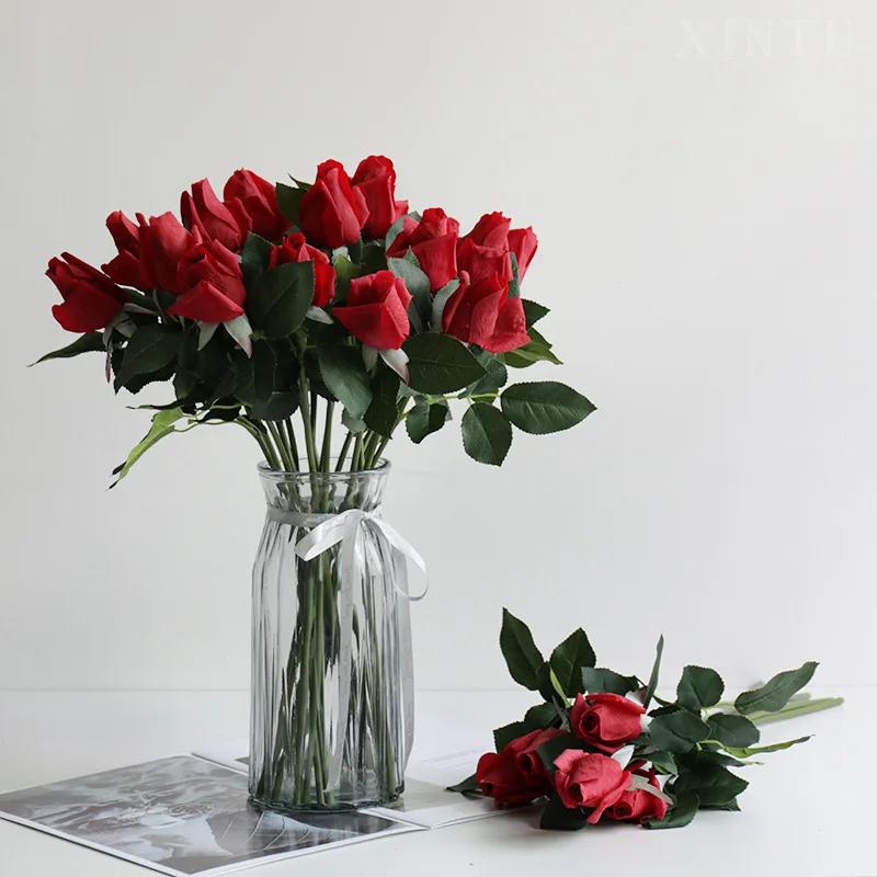 Имитация Увлажняющая Роза Одноручная Валяная Домашнее Украшение Искусственный Цветок Имитация