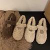 Женская милая пушистая обувь 2025: Новые осенне-зимние балетки с бантом и бархатной подкладкой