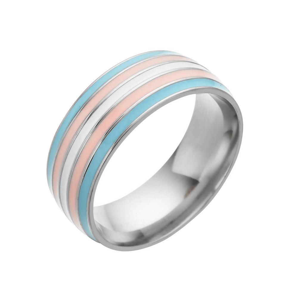 2025 New Fashion Bisexual Pride Iridescent Stainless Steel Ring European and American Homosexual Rainbow Ring Accessories