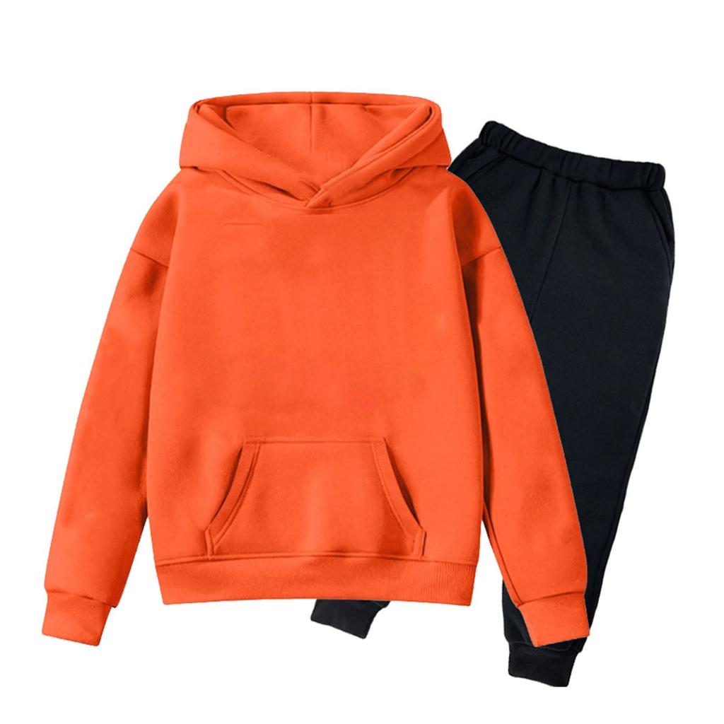 Children's Solid Color Sweatshirt Set (pants + Top)