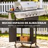 Gas Barbecue With 4 Burners 12.8 Kw Thermometer Cast Iron Grills Side Tables Cabinet And Wheels Black