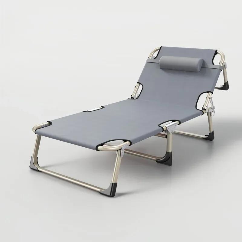 Многофункциональный складной шезлонг из стальной трубы, простой домашний односпальный ультралегкий ночной кровать, офисная кровать для сна, походная кровать для кемпинга, туристическая кровать