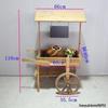 Home Decor Wood Handcart Flower Stand Display Rack for Balcony & Cafe