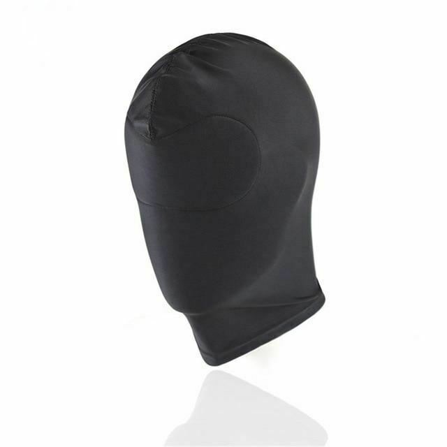 Black Hood Mask Stretchy  Head  Fetish Kink Restraints Hoods