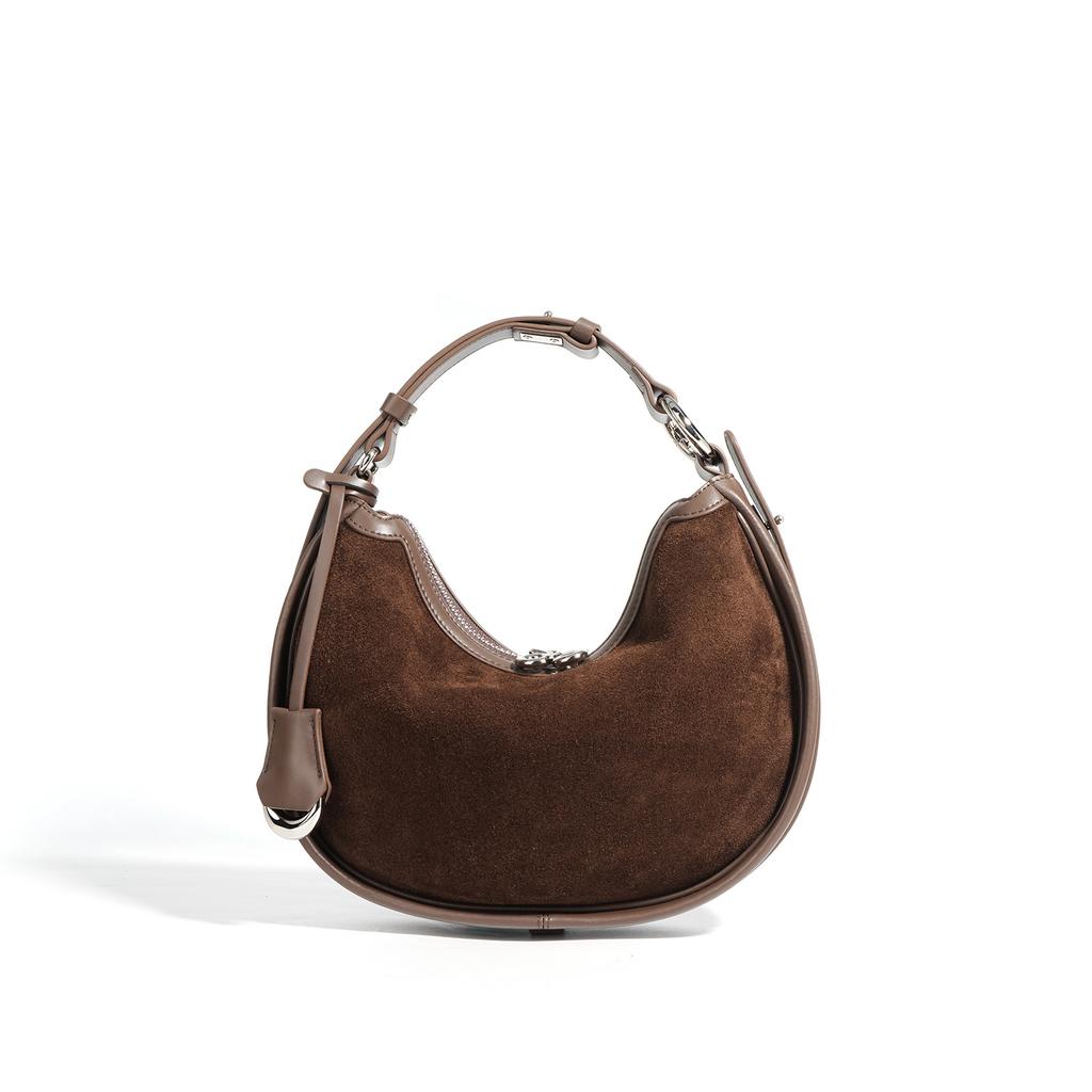 New Matte Cowhide Crescent Bag Niche High-end Personality Versatile Fashion Underarm Bag