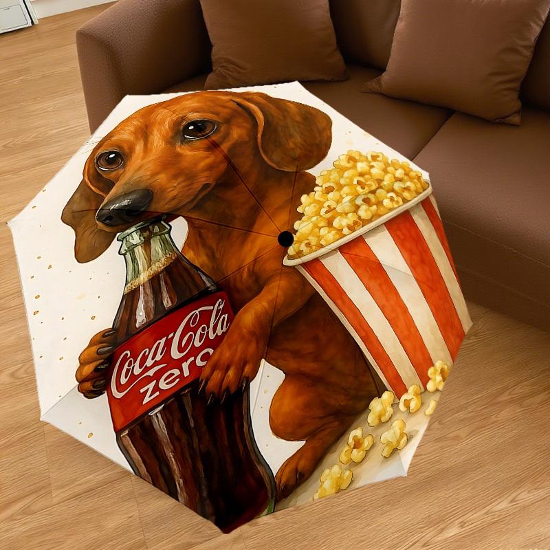 1PC Coca-Cola Zero Popcorn Umbrella-8-Rib Reinforced, Automatic Open, Lightweight & Durable, Cute Fashion Accessory for Outdoor-T182