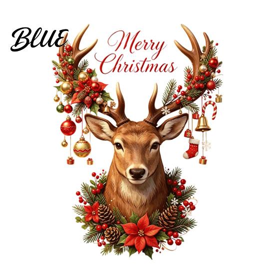 Christmas Window Clings Reindeer Static Glass Sticker, Removable with Merry Festive Store Stickers Text, Reusable PVC for Holiday Home And Decoration