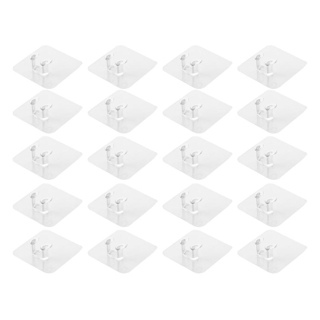20pcs Transparent Wall Plug Hook Traceless Multifunctional Wall Adhesive Plug Hook for Home Living Room