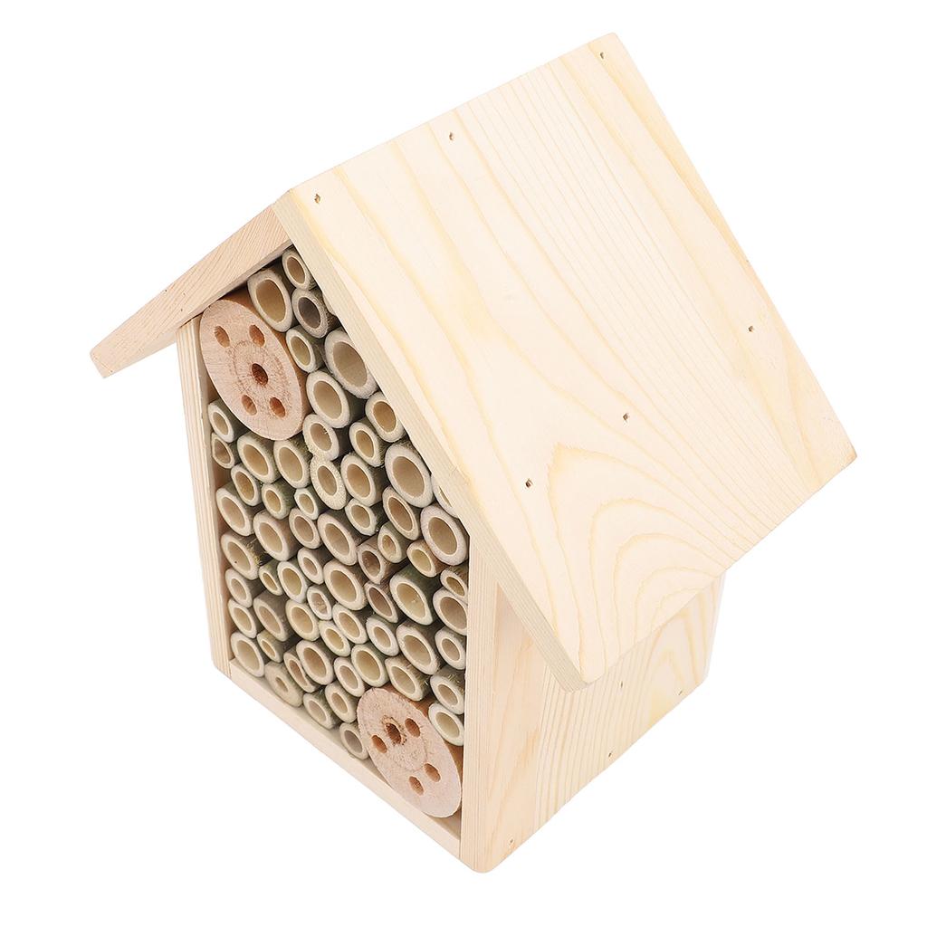 Bee House Hanging Harmless Eco Friendly Wooden Bee Box Habitat for Outdoor Garden Yard