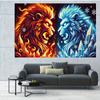 2D flat background cloth of the lion confrontation between fire and ice party decoration suitable for home polyester fiber