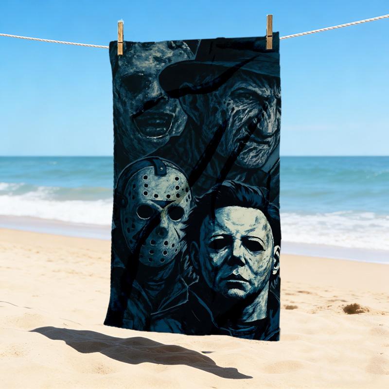 Horror Icons Stylish Digital Printing Beach Towel Quickdrying Absorbent Blanket For Beach Pool Gym Travel Christmas Gift C92248
