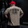 Men's Cotton Short Sleeve T-Shirt Bodybuilding Club Round Neck Gym Running Sport Shirts Heavyweight Training Exercise Tops Tee