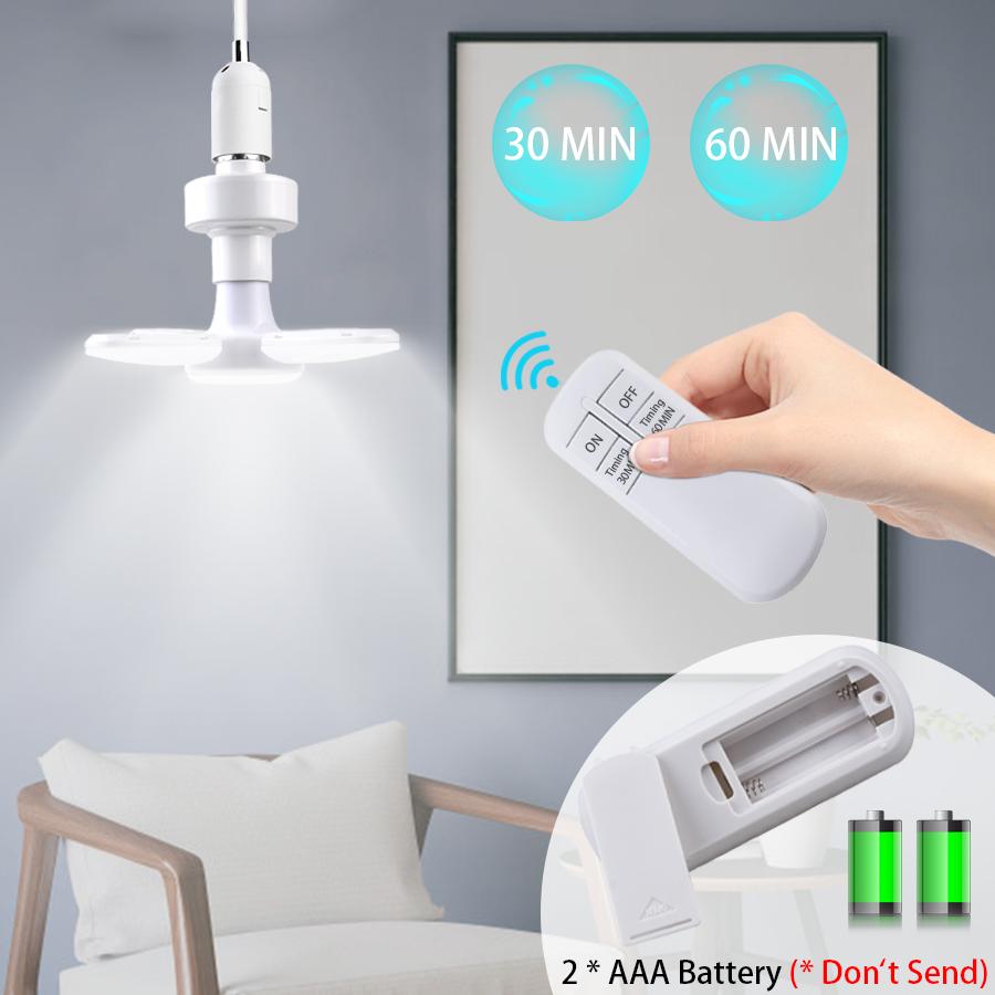 LED Fan Light Bulb E27 220V 28W Smart Remote Control Lighting Lamp Timing Function For Living Room Bedroom Garage